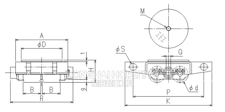 日本TIRROLLER WD-U手搖搬運(yùn)小坦克尺寸圖